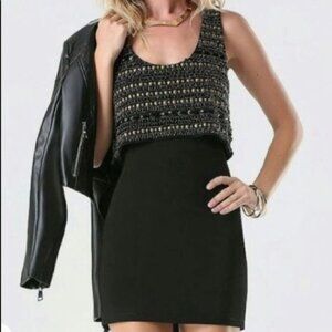 bebe Black Sleeveless Beaded Cocktail Dress Size Small Sleeveless Mini Women New